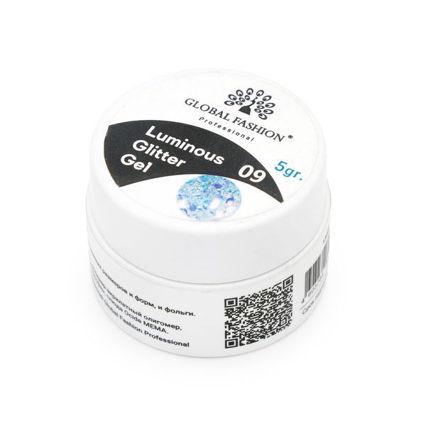 Гліттер гель що світиться в темряві, 5 гр, Luminous Glitter Gel 09 13481 фото