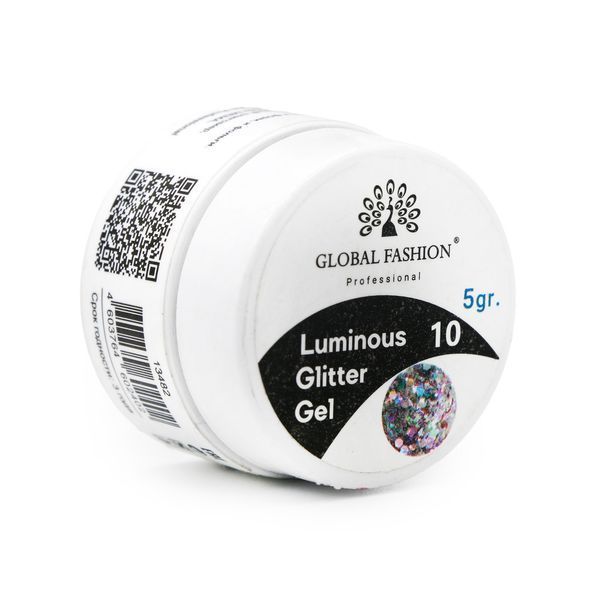 Глиттер светящийся в темноте гель 5 гр, Luminous Glitter Gel 10 13482 фото