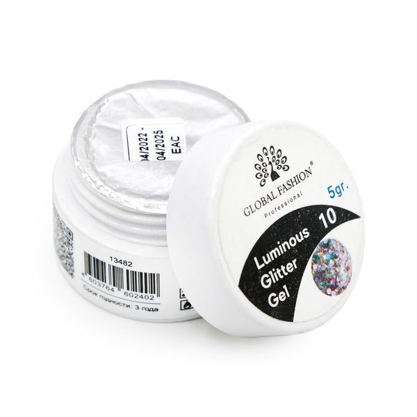 Глиттер светящийся в темноте гель 5 гр, Luminous Glitter Gel 10 13482 фото