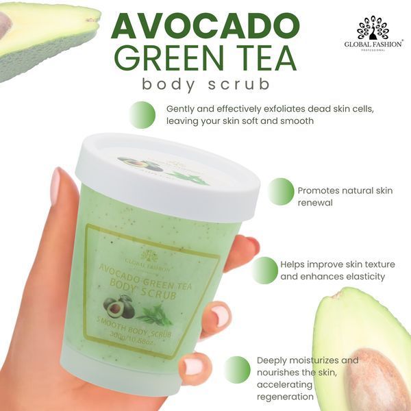 Скраб для тіла, Global Fashion, Body Scrub, Avocado & Green Tea, 300g 25057 фото