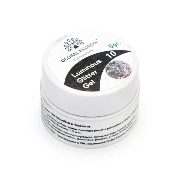 Глиттер светящийся в темноте гель 5 гр, Luminous Glitter Gel 10 13482 фото
