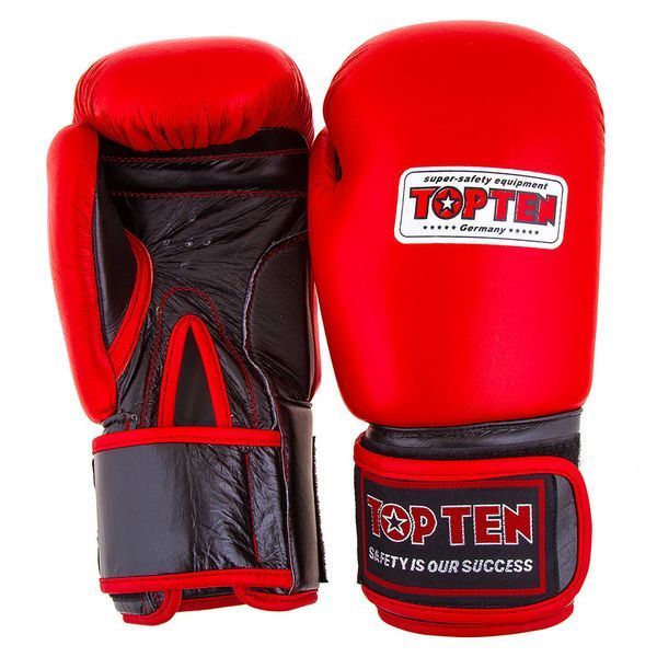 Боксерські рукавички TopTen, шкіра, 10oz, червоний TT025-10R фото