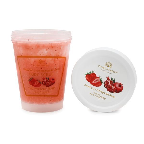 Скраб для тіла, Global Fashion, Body Scrub, Strawberry & Pomegranate Seeds, 300g 25056 фото