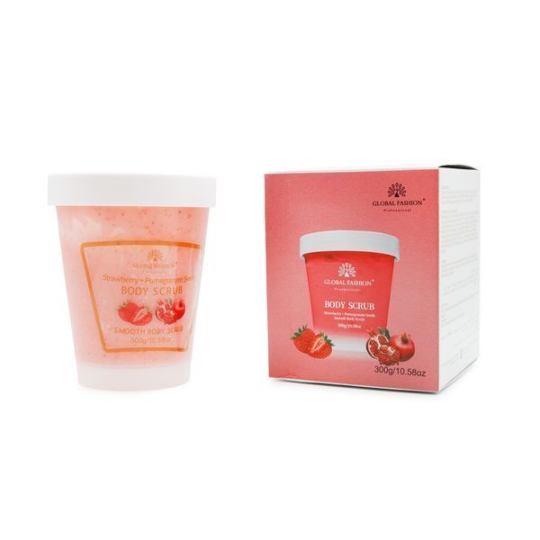 Скраб для тіла, Global Fashion, Body Scrub, Strawberry & Pomegranate Seeds, 300g 25056 фото