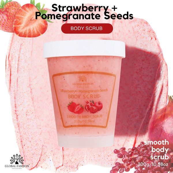 Скраб для тіла, Global Fashion, Body Scrub, Strawberry & Pomegranate Seeds, 300g 25056 фото