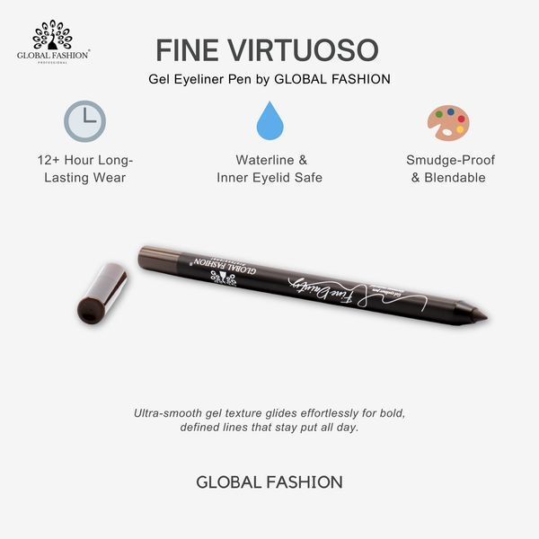 Гелевий олівець для очей, Global Fashion, 02, black-brown 25009 фото