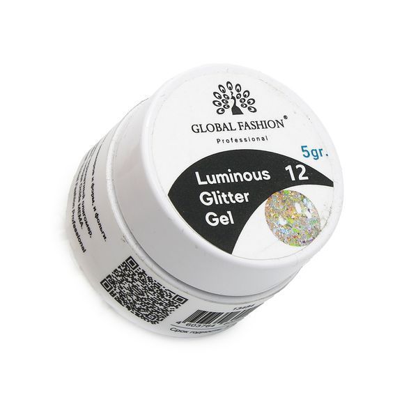 Гліттер гель що світиться в темряві, 5 гр, Luminous Glitter Gel 12 13484 фото
