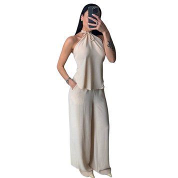 Костюм жіночий (топ і штани) американський креп CRY-1239 (42 - 46 р) Бежевий CRY-1239 фото
