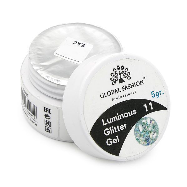 Гліттер гель що світиться в темряві, 5 гр, Luminous Glitter Gel 11 13483 фото