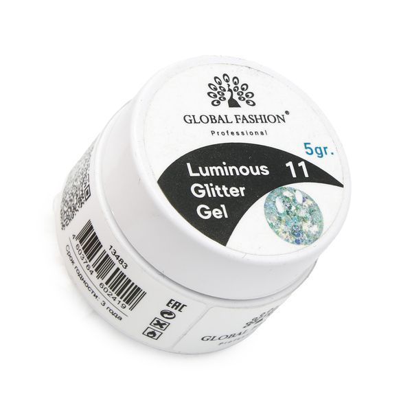 Гліттер гель що світиться в темряві, 5 гр, Luminous Glitter Gel 11 13483 фото
