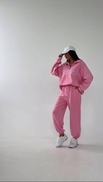 Костюм женский (штаны и кофта) трёхнитка на флисе CRY-1164 (42 - 46 р.) Розовый CRY-1164 фото