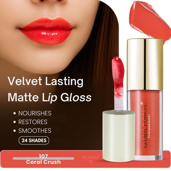 Стойкий, матовый блеск для губ Velvet lasting matte long lasting lip gloss, Global Fashion, GF38006 #107 24920 фото