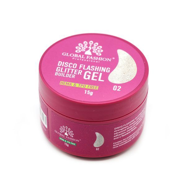 Гель для моделювання нігтів 15 г, Disco Flashing Glitter Builder gel, #02 26791 фото