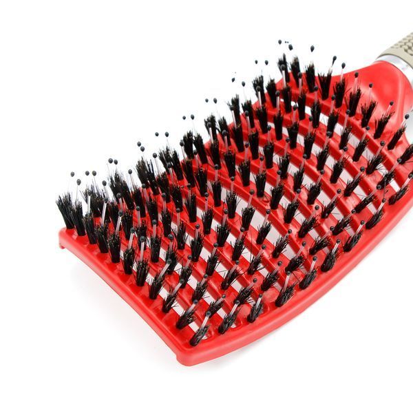 Flat brush with natural bristles Global Fashion 1501 red 16772 фото