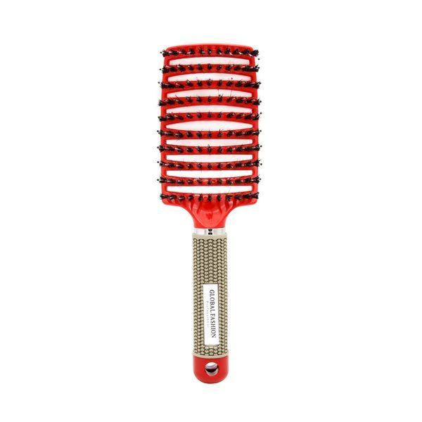 Flat brush with natural bristles Global Fashion 1501 red 16772 фото