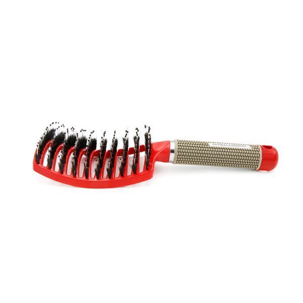 Flat brush with natural bristles Global Fashion 1501 red 16772 фото