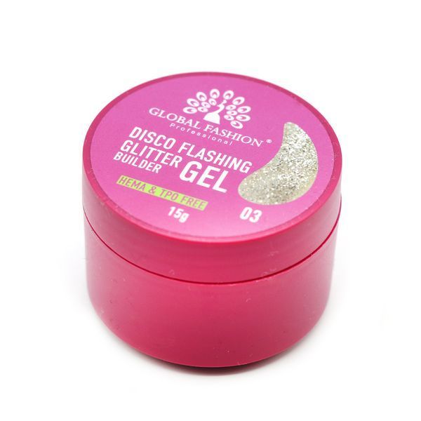 Гель для моделирования ногтей 15 г, Disco Flashing Glitter Builder gel, #03 26792 фото