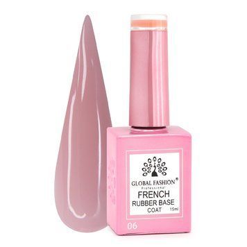 Каучукова база для гель лаку френч, Rubber Base Coat French, 15 мл, Global Fashion 06 8100 фото