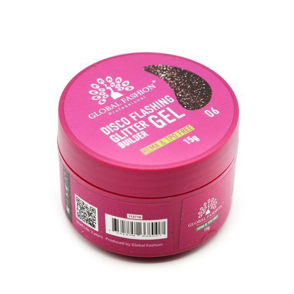 Гель для моделирования ногтей 15 г, Disco Flashing Glitter Builder gel, #06 26795 фото