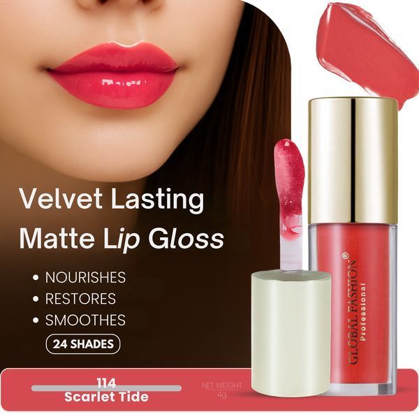 Стойкий, матовый блеск для губ Velvet lasting matte long lasting lip gloss, Global Fashion, GF38006 #114 24927 фото