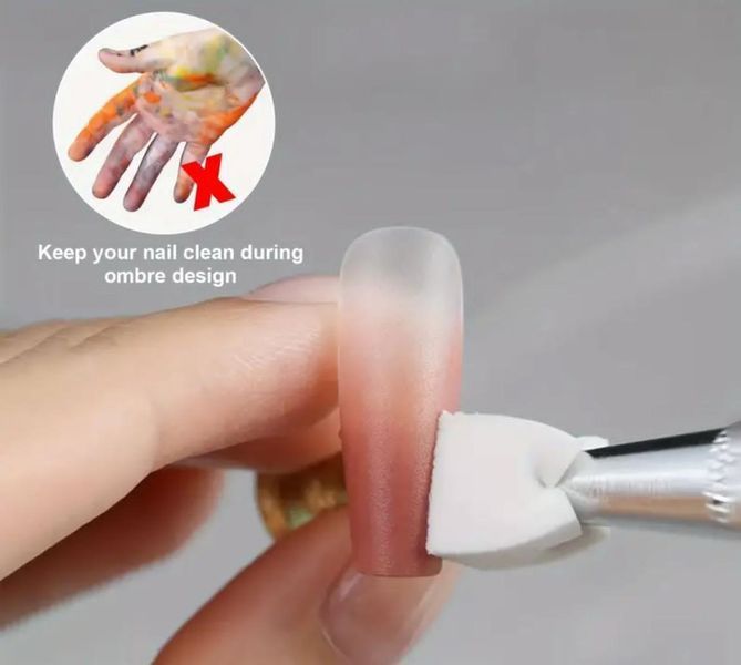Набір для омбре та градієнта: металева ручка + змінні спонжі, 100 шт 24731 фото