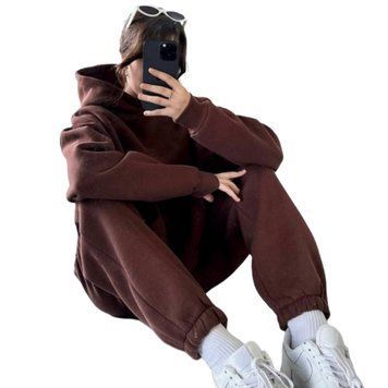Костюм кенгуру женский трёхнитка на флисе (штаны и кофта) RAZ-918 (42 - 52 р.) Шоколадный RAZ-918 фото