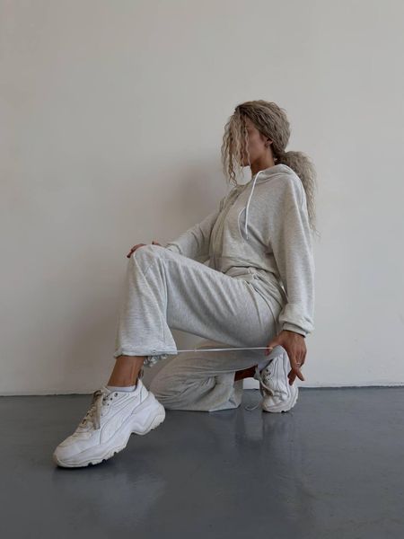 Костюм женский (худи и джоггеры) двухнитка CRY-1159 (42 - 46 р.) Светлый меланж CRY-1159 фото