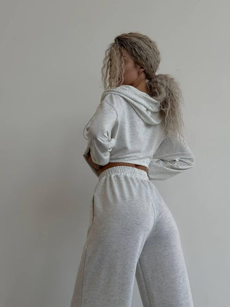 Костюм женский (худи и джоггеры) двухнитка CRY-1159 (42 - 46 р.) Светлый меланж CRY-1159 фото