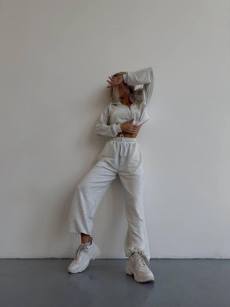 Костюм женский (худи и джоггеры) двухнитка CRY-1159 (42 - 46 р.) Светлый меланж CRY-1159 фото