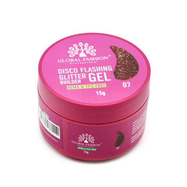 Гель для моделирования ногтей 15 г, Disco Flashing Glitter Builder gel, #07 26796 фото