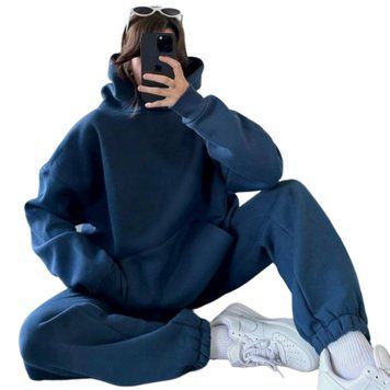 Костюм кенгуру женский трёхнитка на флисе (штаны и кофта) RAZ-918 (42 - 52 р.) Тёмно-синий RAZ-918 фото