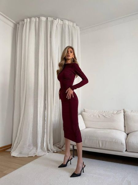 Платье женское микродайвинг CRY-1177 (42 - 46 р.) Марсала CRY-1177 фото