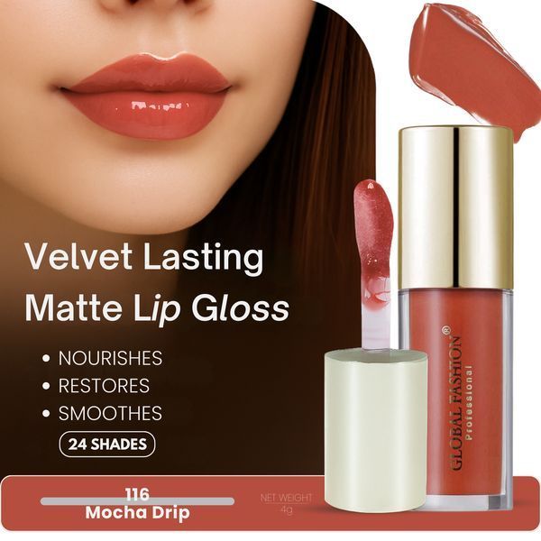 Стойкий, матовый блеск для губ Velvet lasting matte long lasting lip gloss, Global Fashion, GF38006 #116 24929 фото