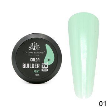 Gel for nail modeling 15 g, Color Builder Gel 01-Mint 19777 фото