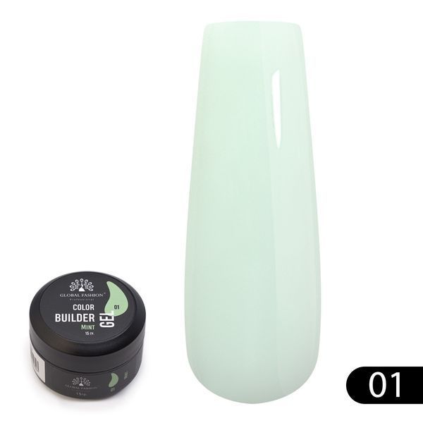 Gel for nail modeling 15 g, Color Builder Gel 01-Mint 19777 фото