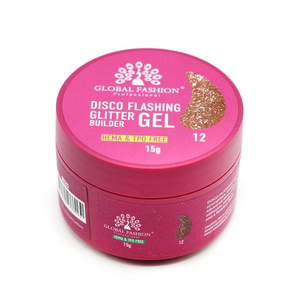 Гель для моделирования ногтей 15 г, Disco Flashing Glitter Builder gel, #12 26801 фото