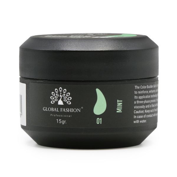 Gel for nail modeling 15 g, Color Builder Gel 01-Mint 19777 фото