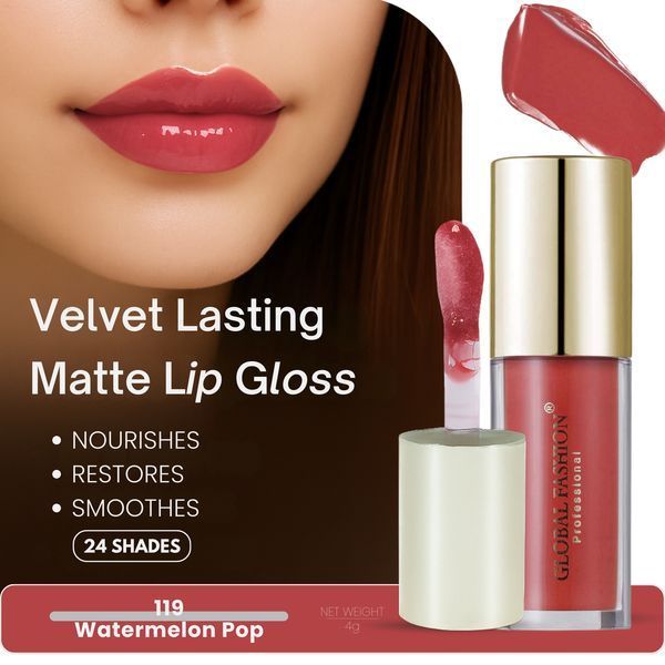 Стійкий, матовий блиск для губ Velvet lasting matte long lasting lip gloss, Global Fashion, GF38006 #119 24932 фото