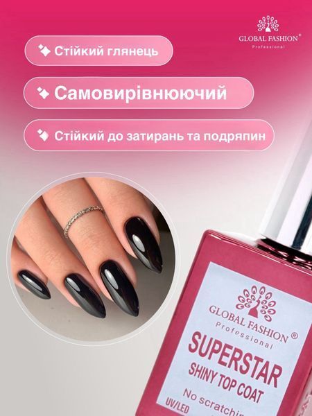 Топ без липкого шару Superstar Shiny, Global Fashion, 15 мл 22001 фото