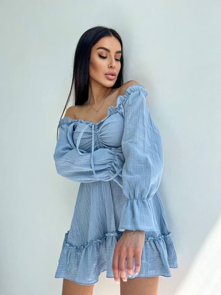 Платье женское муслин CRY-1071 (42-46 р) Голубое CRY-1071 фото