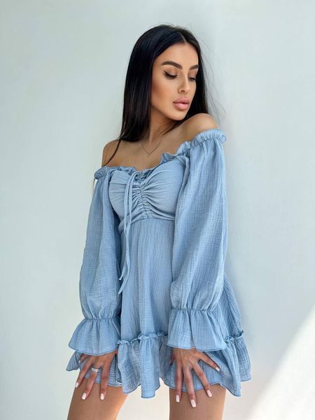 Платье женское муслин CRY-1071 (42-46 р) Голубое CRY-1071 фото