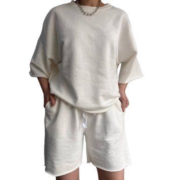 Костюм женский (футболка и шорты) двухнитка люкс RAZ-816 (42 - 50 р.) Белый RAZ-816 фото