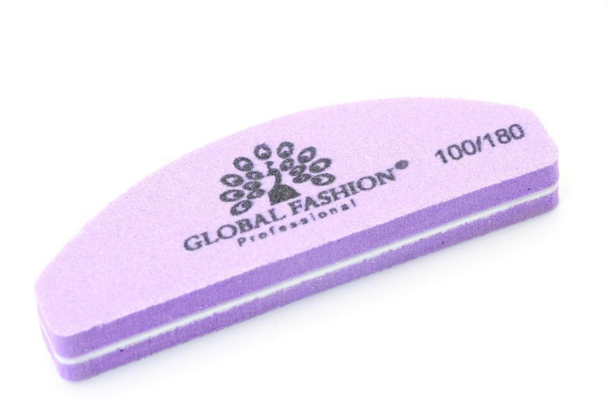 Баф для шліфування нігтів Global Fashion 100/180, фіолетовий колір 26702 фото