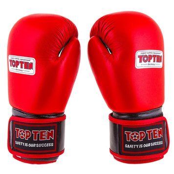 Боксерські рукавички TopTen, шкіра, 12 oz червоний TT025-12R фото