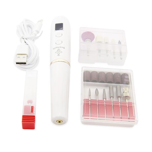 Апарат для манікюру на акумуляторі Bee nails YA03-002, 20000 об, white 24717 фото