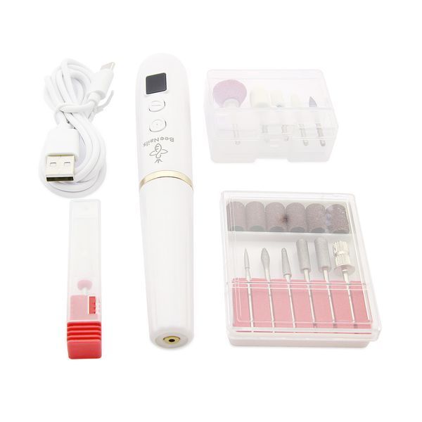 Апарат для манікюру на акумуляторі Bee nails YA03-002, 20000 об, white 24717 фото