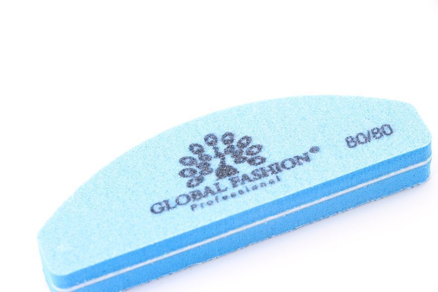 Баф для шліфування нігтів Global Fashion 80/80, синій колір 26704 фото