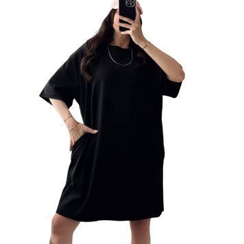 Платье-футболка женское двухнитка Турция RAZ-4256 (42 - 46 р.) Чёрный RAZ-4256 фото