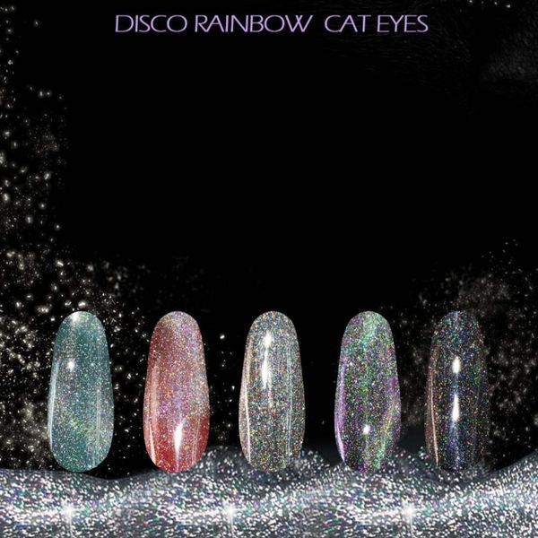Гель-лак котяче око світловідбивний, Disco Rainbow Laser cat eyes, 8 мл 17653 фото