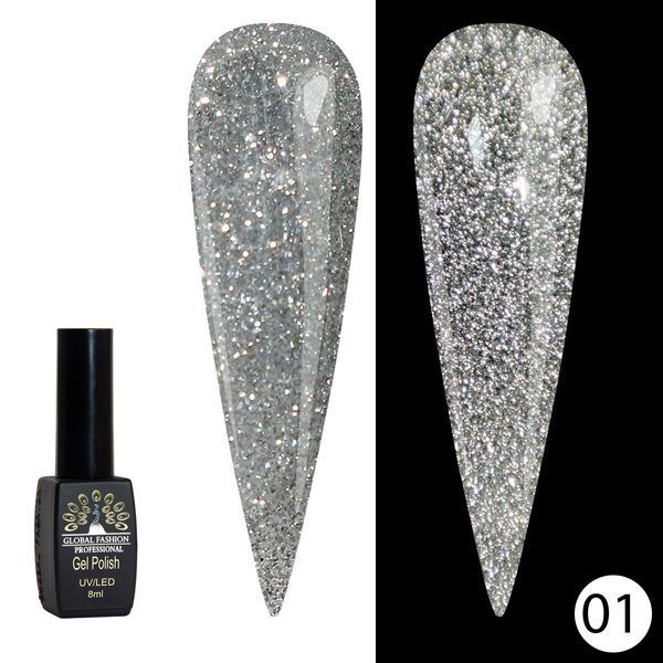 Гель-лак Disco Gel Shine Spectrum, Global Fashion, светоотражающий, 8 мл, 01 12039 фото